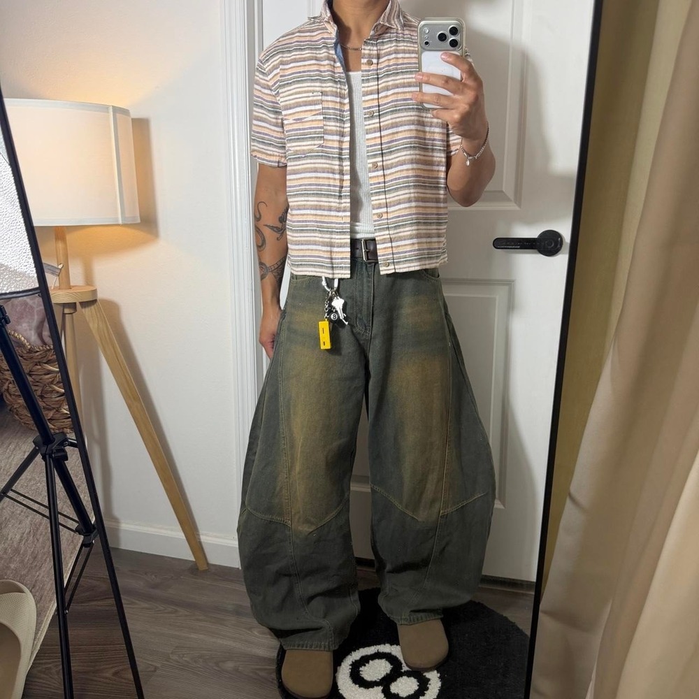 y2k picnic vintage cropped button up plaid shirt PL01